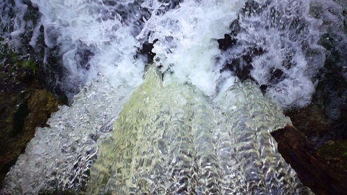 High angle view of flowing water