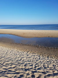 Scenic view of beach against clear sky