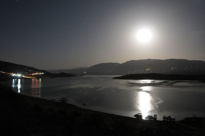 Scenic view of sea against sky at night
