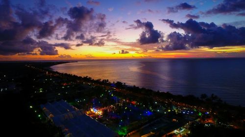 Scenic view of sea against sky at sunset