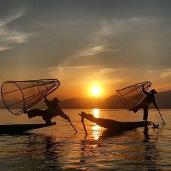 Scenic view of sea at sunset