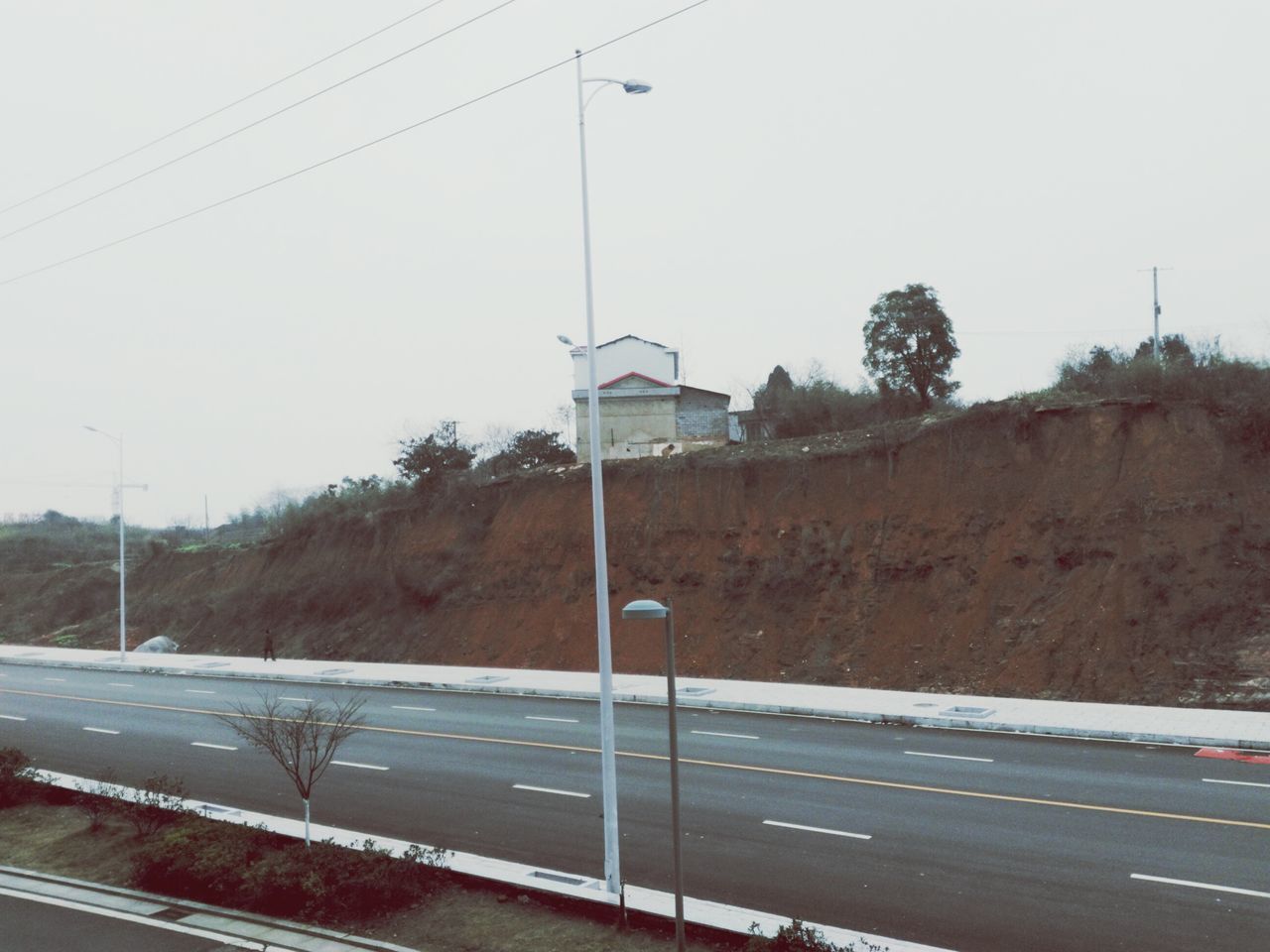 tree, no people, outdoors, land vehicle, day, sky, building exterior, electricity pylon, nature