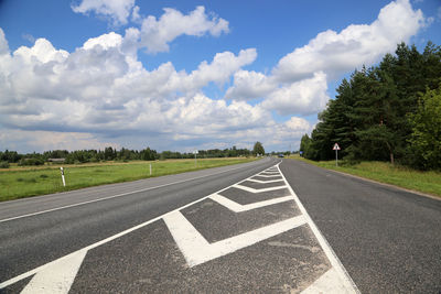 Road by landscape against sky