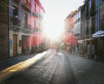 People walking on city street