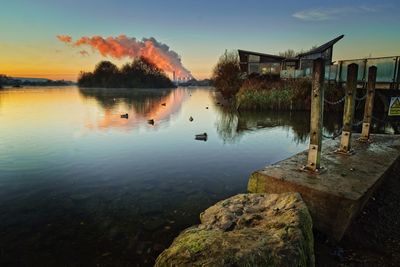 Scenic view of lake against sky