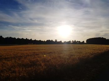 Scenic view of field against sky during sunset