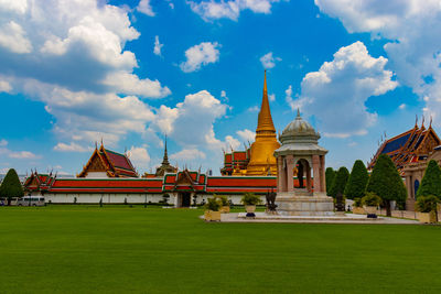 Exterior of temple against building