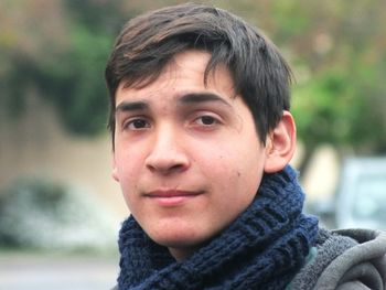 Close-up portrait of teenage boy