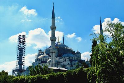 Panoramic view of trees and buildings against sky