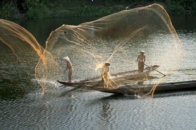 Water splashing in lake