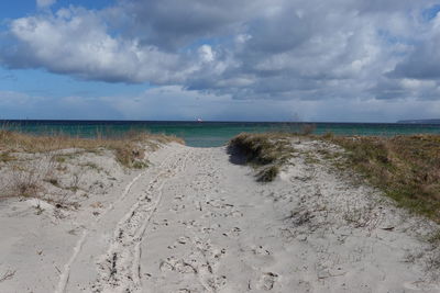 Scenic view of beach against sky