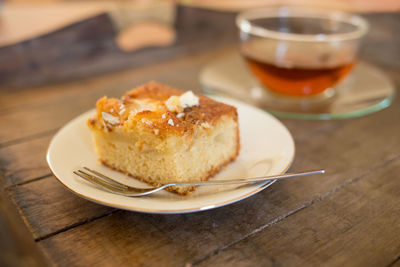 Close-up of dessert in plate on table