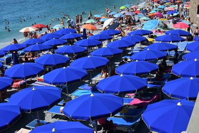 High angle view of people on beach