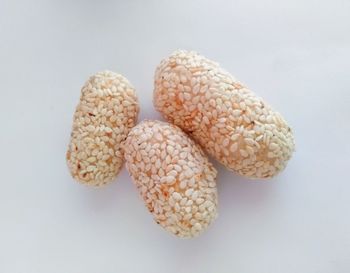 High angle view of fruits against white background