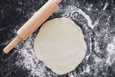 Directly above shot of person preparing food