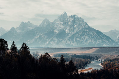 Scenic view of mountains against sky