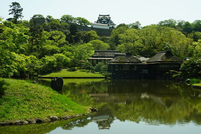 Genkyuen garden of hikone-jo castle at tender green season - hikone, shiga, 2022, apr.