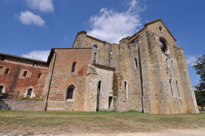 Low angle view of old building against sky