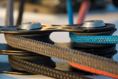 Close-up of ropes on table