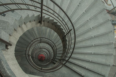 High angle view of spiral stairs