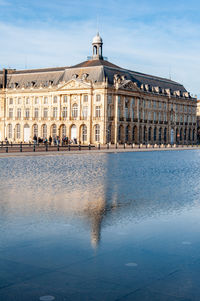 Reflection of building in water