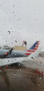 Full frame shot of raindrops on glass window