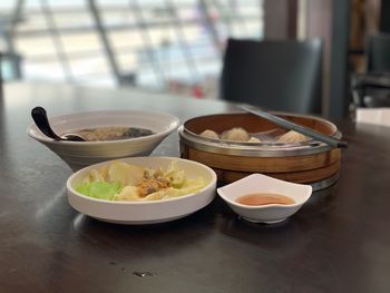 Close-up of food on table