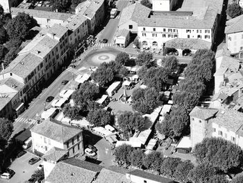 High angle view of road in town