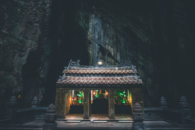 Illuminated temple at night