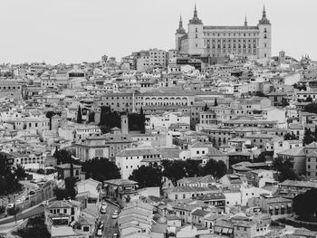 High angle view of buildings in city