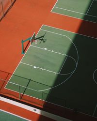 High angle view of basketball court