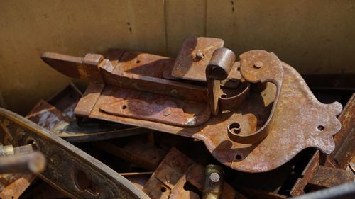 Close-up of rusty machine parts