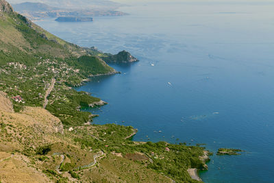 Beautiful view of the sea and mountain of maratea. coast of basilicata in southern italy