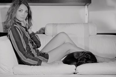 Woman sitting in the window