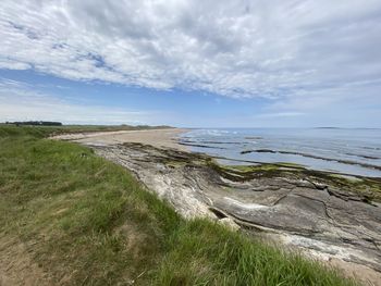 Scenic view of beach against sky