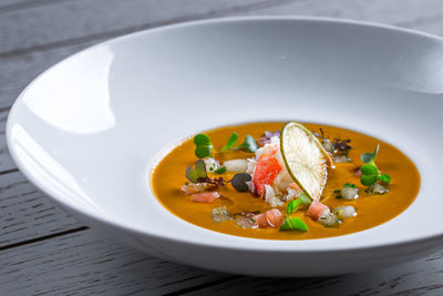 Close-up of soup in bowl