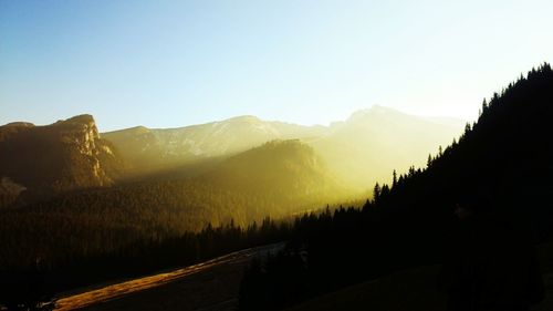 Scenic view of mountains against clear sky