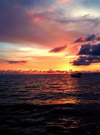 Scenic view of sea against cloudy sky