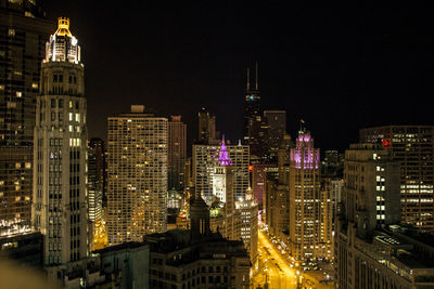 Illuminated city at night