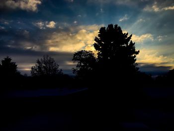 Silhouette trees against sky during sunset