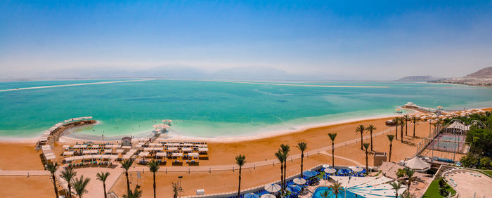 High angle view of beach against sky