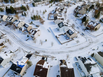 High angle view of buildings in city