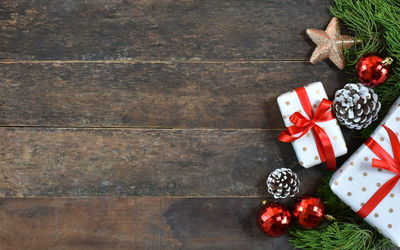 High angle view of christmas decoration