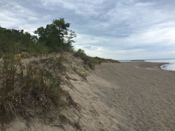 Scenic view of beach against sky