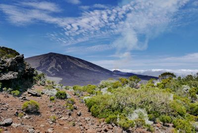 Scenic view of mountains against sky