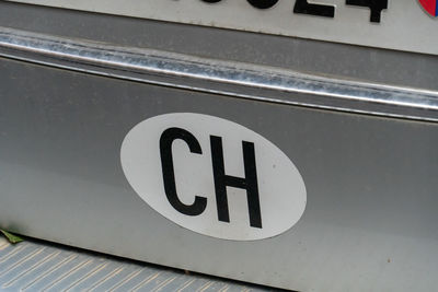 High angle view of text on car