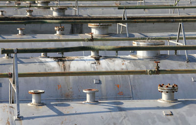 High angle view of pipes against sky