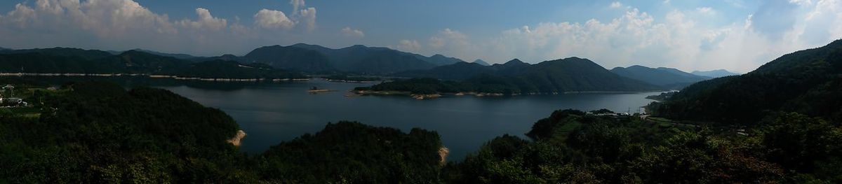 Scenic view of lake and mountains