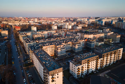 Aerial view of modern residential complex in european city