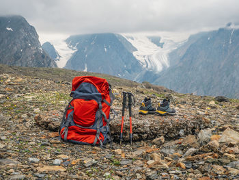 Rear view of man standing on mountain